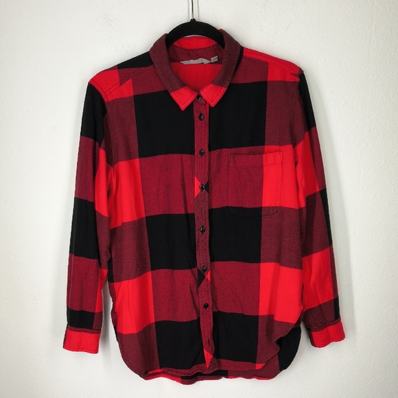 Athleta Buffalo Plaid Heat Tech Gen Flannel Shirt Button Down Medium - Picture 4 of 12